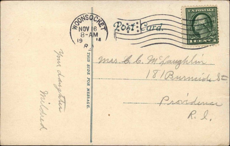 Woonsocket RI RR Train Depot Station c1910 Postcard