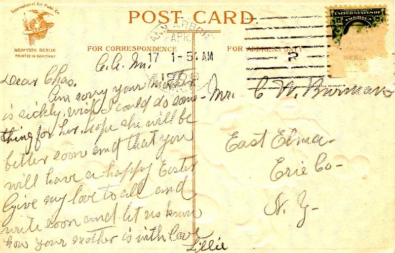 Greeting - Easter.  (chicks & girl)  