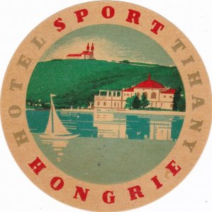 Hungary Tihany Sport Hotel Vintage Luggage Label sk3864