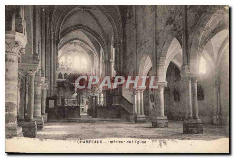 Postcard Old Champeaux Interior of the church