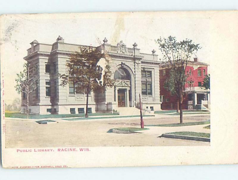 Pre-1907 LIBRARY SCENE Racine Wisconsin WI d6334