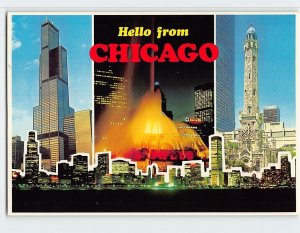 Postcard Hello from Chicago Illinois USA