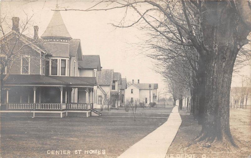 E46/ Prairie Depot Ohio Real Photo RPPC Postcard c1910 Center Street Homes