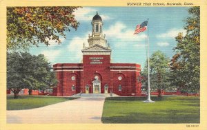 NORWALK, CT Connecticut  NORWALK HIGH SCHOOL  Fairfield County  c1940's Postcard