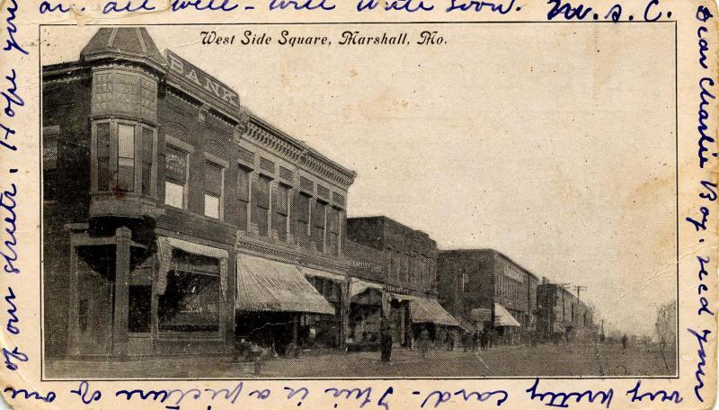 MO - Marshall. West Side Square circa 1907