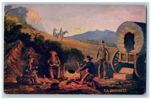 Military Soldier Postcard Cooking Camping R A Davenport c1910's Unposted Antique