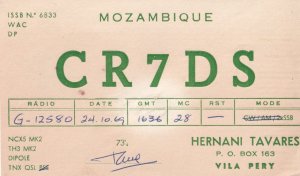 Dipole Mozambique QSL 1960s Vintage Radio Card Ephemera