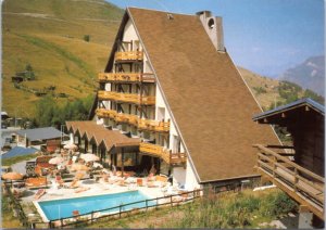 Postcard France Les Deux Alpes - Hotel Adret exterior view in summer