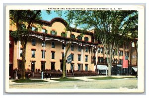 American and Adelphi Hotel Saratoga Springs New York NY UNP WB Postcard V21