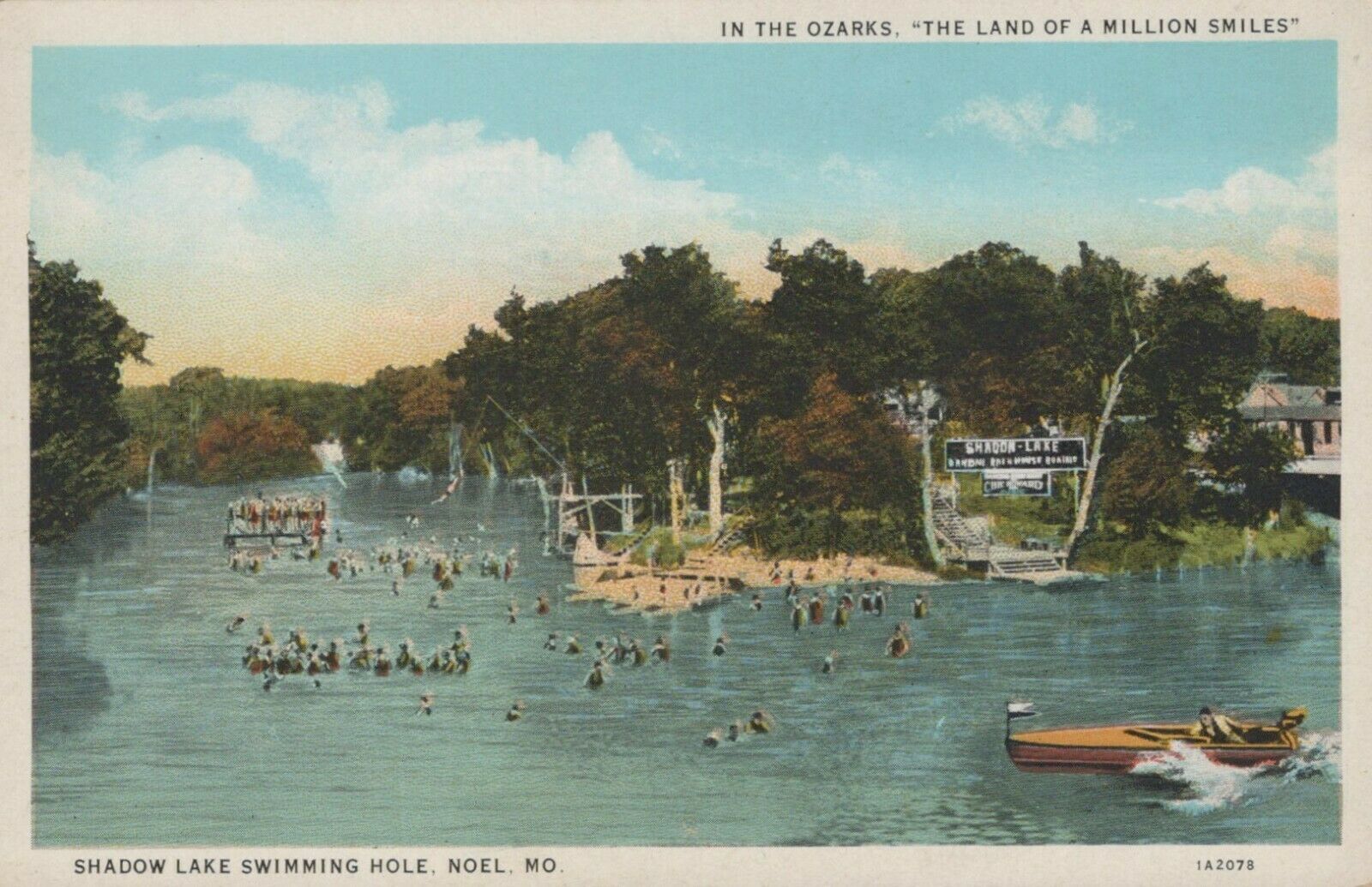 Shadow Lake Swimming Hole Noel Missouri Vintage White Border Post Card ...