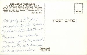 International Peace Garden North Dakota Manitoba Canada Postcard Postcard WOB  