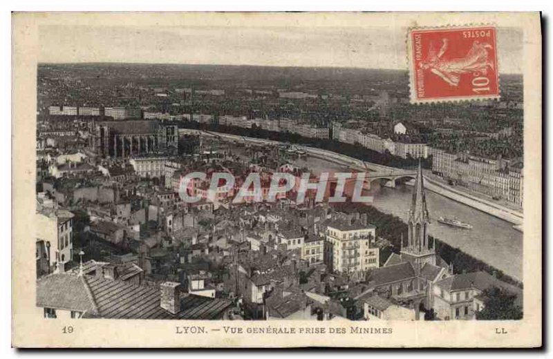 Postcard Old Lyon View Genersale taken Minimes