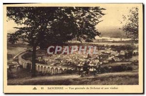 Postcard Old St Satur Sancerre general view and its viaduct