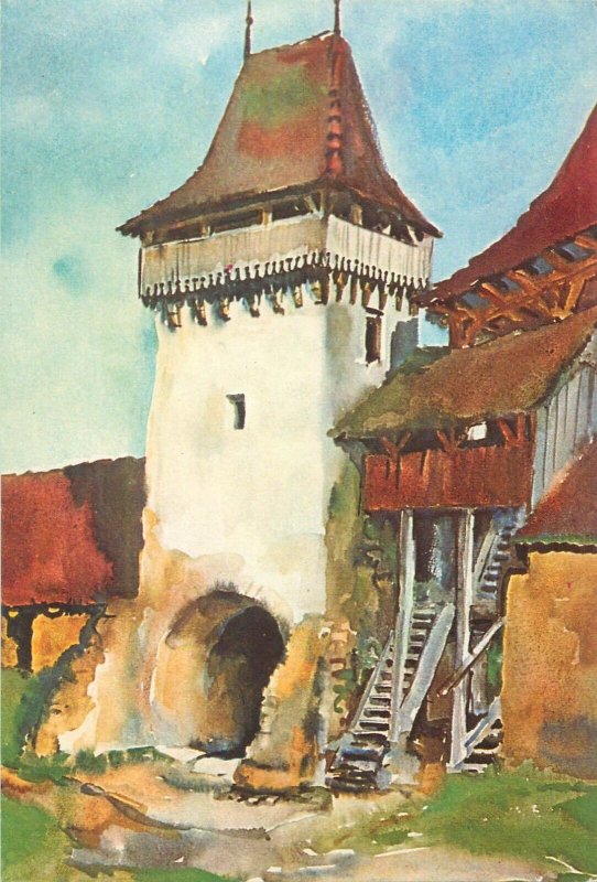 Lot 10 artist cards Romania Transylvania architecture by Juliana Fabritius-Dancu 