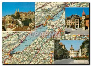 Postcard Modern Three Lakes Biel Neuchatel Murten