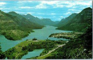 Aerial View of Waterton Lakes Alberta Canada Postcard