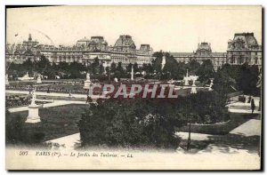 Old Postcard Paris Tuileries Garden