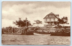 NEW MEADOWS RIVER, Maine ME ~ Boats THREE ISLAND COLONY Hotel 1910s-20s Postcard