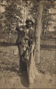 Black Americana - Man in Woods Pinehurst NC Cancel 1906 Real Photo Postcard