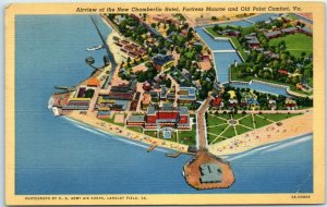 M-34723 Airview of the New Chamberlin Hotel Fortress Monroe and Old Point Com...