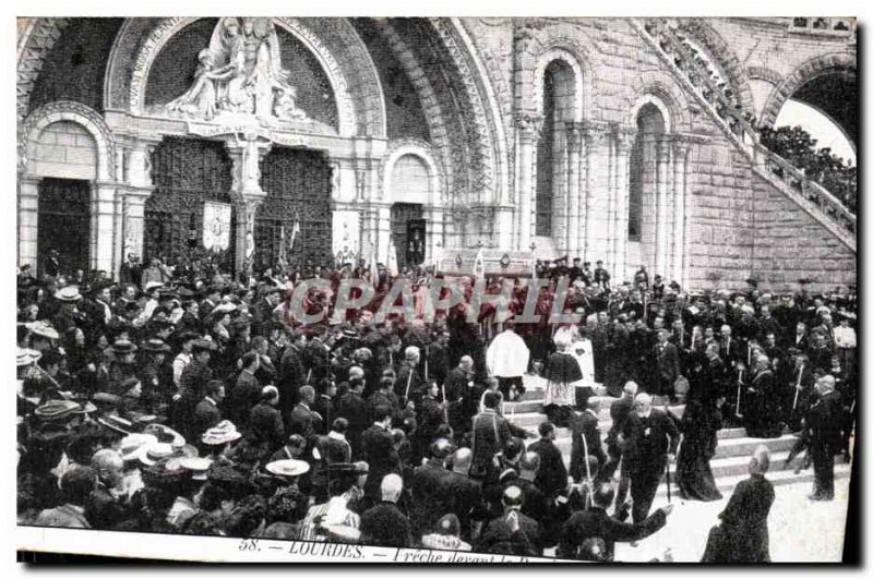 Old Postcard Lourdes Preaching before the Rosary