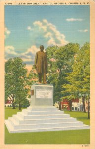 Tillman Monument, Capitol Grounds, Columbia, South Carolina Linen Postcard