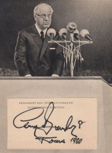 Brundage Avery Olympic Games President Hand Signed Autograph