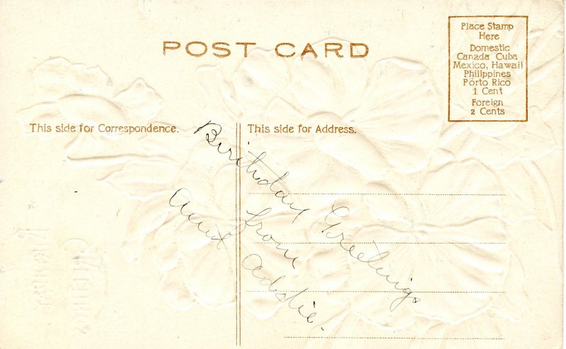 Greeting - Birthday. Embossed, Silver Foil