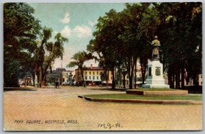 Westfield Massachusetts c1910 Postcard Park Square Monument
