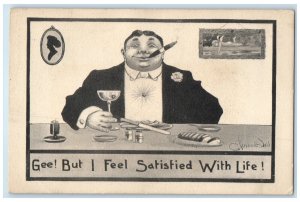 1913 Fat Man Smoking Cigarette The Dalles Oregon OR Wall Posted Antique Postcard