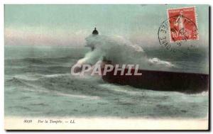 Old Postcard By Storm Lighthouse