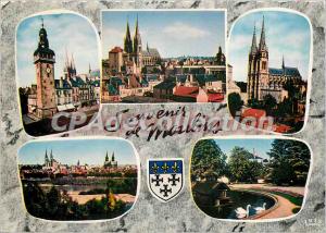 Modern Postcard Moulins (Allier) Jacquemart's Cathedral General view and Allier