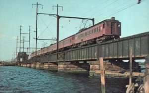 Vintage Postcard Pennsylvania 636 String of Seven Multiple Unit Electric Cars