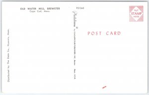 Vintage Old Water Mill Brewster Cape Cod Mass Linen Postcard