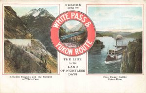 ALASKA~WHITE PASS-YUKON ROUTE SCENES-FIVE FINGER RAPIDS-SUMMIT~1900s POSTCARD