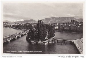 Switzerland Geneve Ile J J Rousseau et le Mont Blanc Photo