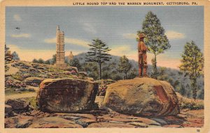 Little round top and the warren monument Gettysburg, PA, USA Civil War 1912 