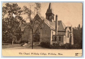 1908 The Chapel Entrance View Stairs Wellesley College Wellesley MA Postcard