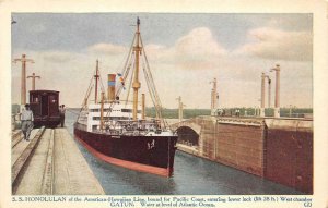 S.S. HONOLULAN American-Hawaiian Line Gatun Panama Canal c1920s Vintage Postcard