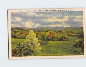 Postcard Sunrise Scene Of Craggy Mountain Range From Mars Hill NC USA