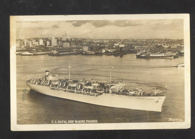 U.S. NAVY WARSHIP USS MARINE PHOENIX MILITARY VINTAGE REAL PHOTO POSTCARD