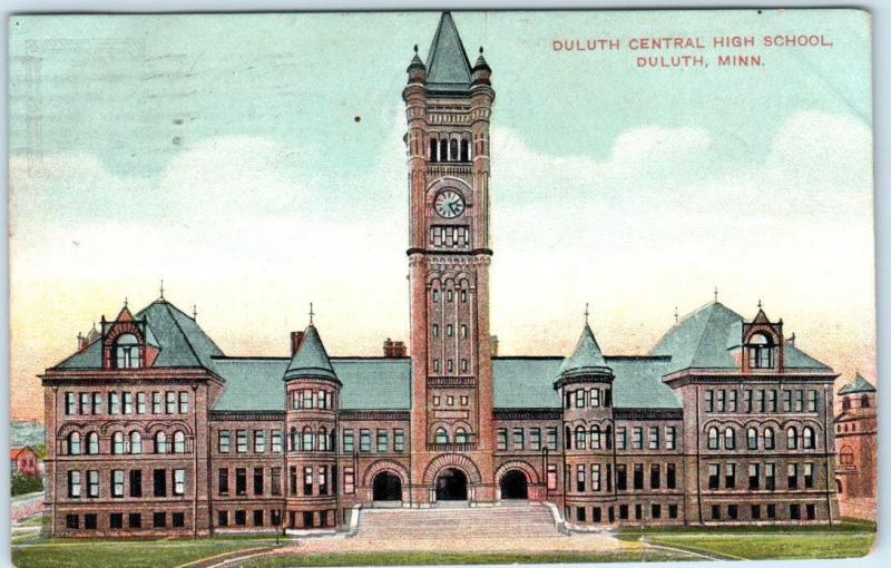 DULUTH, Minnesota  MN ~ DULUTH CENTRAL HIGH SCHOOL  1909  Postcard 