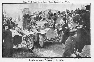 Ready to Start Feb 12, 1908, New York Paris Auto Race Automobile Racing, Race...