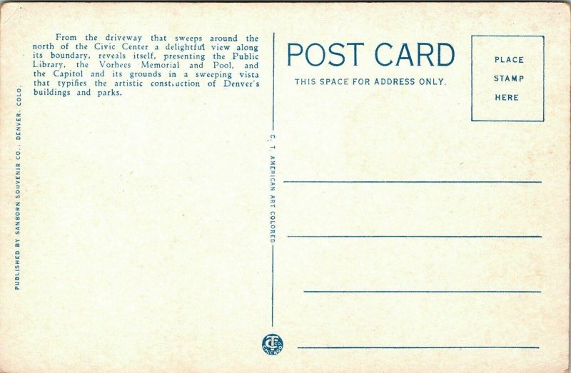 Public Library State Capitol Denver Colorado CO WB Postcard VTG UNP Vintage 