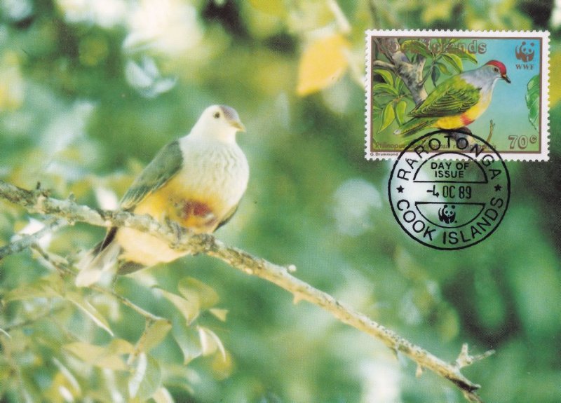 Rarotonga Flycatcher Cook Islands Bird Limited WWF Stamp First Day Cover Post...