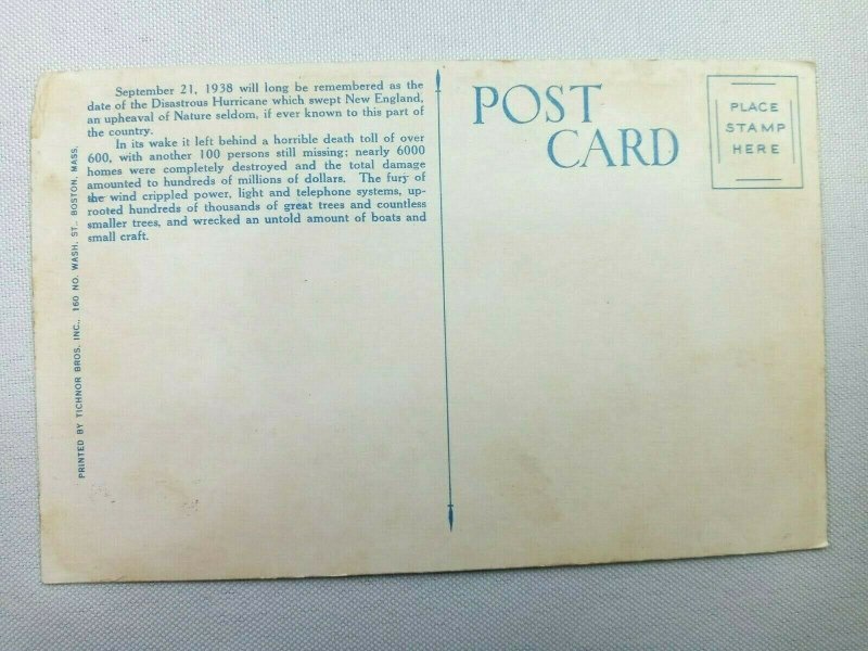 Vintage Postcard New England Hurricane 1938 Franklin Square House Boston MA United States