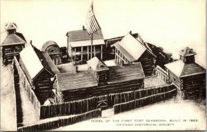 Vtg Model of First Fort Dearborn Chicago Historical Society 1940s Postcard