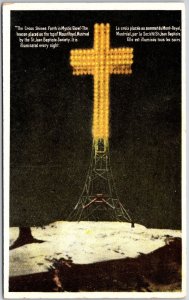 The Cross Shrines Forth In Mystic Glow Mount Royal Montreal Canada Postcard