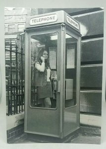 Vintage Postcard Fashionable Young Lady Using a No 8 Telephone Box Kiosk c1968