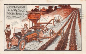 J83/ Interesting Postcard c1910 Ford Comics Farming Potato Field 51